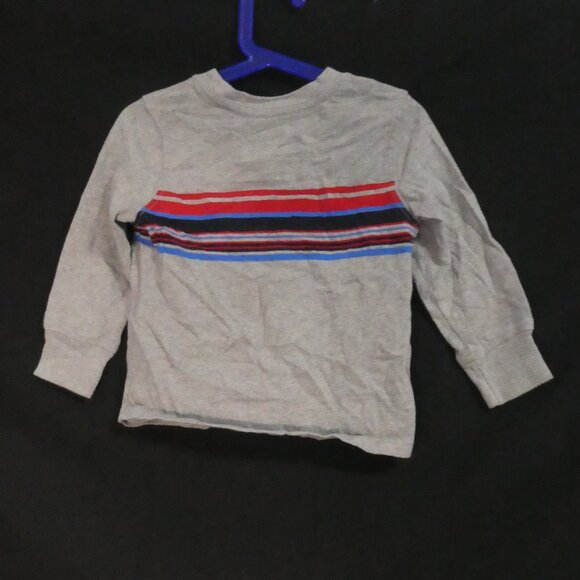 OLD NAVY | 4T | Grey Long Sleeve Shirt With Colorful Stripes | Preloved - Picture 2 of 16